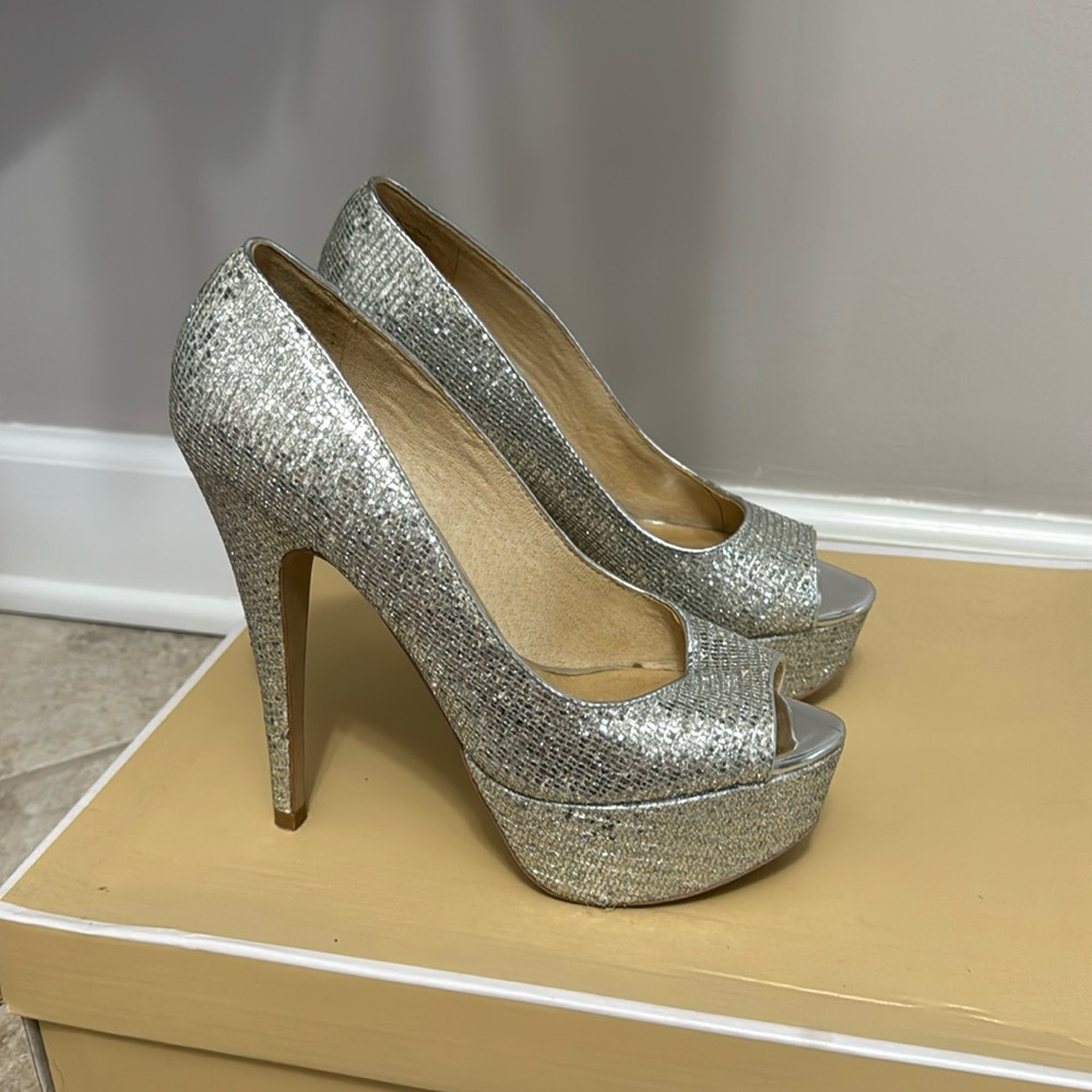ALDO sparkly silver heels
